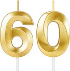 Elegant 60th Birthday Gold Candles - 3d Cake Toppers For Memorable Celebrations