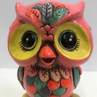 Vintage Owl Bank Retro Holiday Fair 1968 Japan Fluorescent Colors Rare Htf Pink