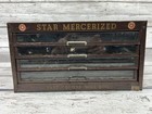 Vtg Star Mercerized Sewing Thread Spool Store Countertop Display Cabinet Drawer