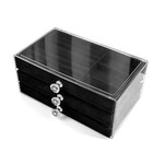 Clear Acrylic Velvet Jewelry Organizer With 3 Drawers  Stackable Display Black