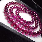 Natural Purple  Garnet Crystal 3laps Round Beads Stretch Bracelet 5mm 5a