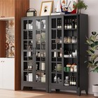 71  Metal Kitchen Pantry Display Storage Cabinet With 2 Glass Doors   4 Shelves