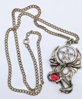 Jpi 2003 Vintage Red Stone Dragon  Pentagram Gothic Occult Pendant Necklace