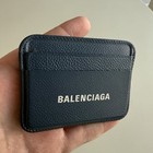Balenciaga Men   s Blue Leather Card Holder Wallet