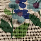 Vintage Canvas Blue Green Flowers Floral  15    X 15    Needlepoint Latch Hook 