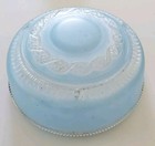 Vtg Art Deco Chain Hung Ceiling Light Fixture Blue Glass Shade 8 Inch Embossed 