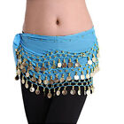 Women Belly Dance Costumes Hip Scarf Wrap Belt Skirt Gold silver Coins Beads Us