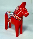 Vintage Swedish Dala Horse Wood Carving Red-orange Nils Olsson Sweden 5 1 8   