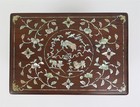 Chinese Hardwood Chest Inlaid With Carved Mother Of Pearl 13 75  X 9 5  X 8 5 