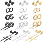 15 Pairs Stainless Steel Stud Earrings For Men Hypoallergenic Earring Unisex    