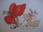 Unused 1970s Vintage Greeting Card Hallmark Christmas Girl W  Tiny Reindeer