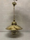 Nautical Antique Handcrafted Brass Maritime Hanging Lamp With Canopy And Shade