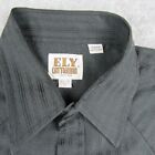 Vtg Ely Cattleman Western Pearl Snap Shirt Mens Large 16 5x34 Black Satin Stripe