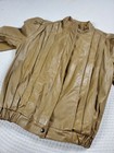 Vintage 80s Womens Medium David Lawrenz Tan Leather Motorcycle Bomber Jacket