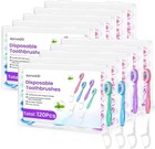 120 Pack 5-in-1 Mini Toothbrush Disposable  Waterless Disposable Toothbrushes   