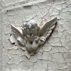 Antique Tin Ceiling Tile Chippy Wh Cherub Angel Wings Art Architectural Salvage