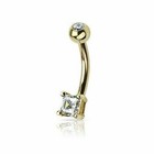 1 Ct Princess Lab Created Diamond Navel Belly Button Ring 14k Yellow Gold Finish
