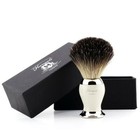 5 Piece Men s Shaving   Grooming Set   3 Edge Razor   Pure Black Badger Brush 