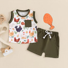 Baby Boys Outfits Clothes  Sleeveless Tops Vest Shorts Set Toddler Kids
