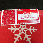 Set Of 2 Jumbo Red Canvas Gift Bag With White Snowflakes And Drawstring Closure