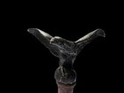 Cast Metal Eagle Figurine On Wooden Pedestal