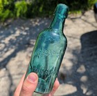 Antique Teal Green Glob Glass Flaw Kissingenwater Hanbury Smith 1 2 Pint Bottle