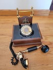 Vintage Deco-tel Rotary Telephone 1310 B - Wood   Gold   Black - With Eagle 