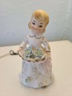 Vtg Underwriters Laboratories Portable Lamp Porcelain Figural Victorian Lady 6 