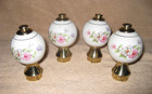 Vtg Porcelain   Brass Gold Trim Floral Bed Post Caps Knobs Finials Lot Of 4