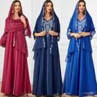 Embroidery Long Dress Abaya Muslim Women Abaya Dubai Kaftan Scarf Turkey Islamic