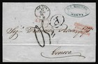 Malta Cover 1854 To Genova Prepaid P Via Postale Francese 20c On Arrival Z1242