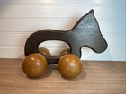 Vintage Wooden Horse On Wheels Toy