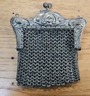 Vintage Ornate German Silver Numbered   Engraved Metal Mesh Purse Missing Chain