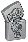 Zippo Dead Mans Hand Emblem Design Street Chrome Windproof Pocket Lighter  49536