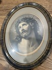 Pair Vintage Oval Sacred Heart Jesus   Mary Tiger Stripe Frames Catholic Nl