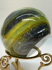 Vintage Stained Glass Hand Made Sphere 7  Tall W  Brass Ornate Stand