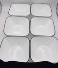 Corelle Mandarin Flower Square Soup Cereal Bowls Dark Gray Rims  Set Of 6 Bowls
