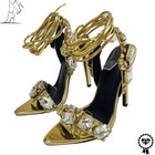 Silver Crystal Heels Sexy Women Pointed Toe Sandals Wedding Party Shoes Heel