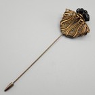 Antique Victorian Black Beaded Hatpin Filigree Early Plastic Stick Hat Pin Brass