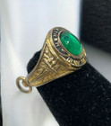 Vtg Nashville High School Class Green Stone Ring Necklace Pendant Charm