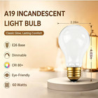 60 Watt Incandescent Light Bulbs  Dimmable  60w Equivalent  A19 Light Bulbs e26