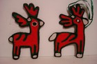 Vintage Huichol Yarn Ornaments Reindeer Mexican Folk Art Latin America 1970s