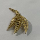 Vintage Getty Signed Gold Tone Leaf Brooch Textured Mid Century Pin
