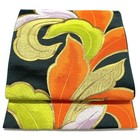 4511  Japanese Vintage Fukuro Obi Belt Kimono Fabric Silk Traditional Black