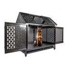 45  Heavy Duty Pet Dog Cage Strong Metal Crate Kennel W roof Wheels tray 2 Doors