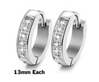 Men Women Stainless Steel Small Hoop Huggie Earrings Cz Inlaid Piercings
