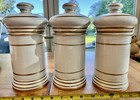 Set Of 3 Rare Antique French Apothecary Jars Cherub Gold Trim