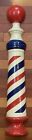 Beautiful Vintage 41    Tall Wooden Barber Pole Red White Blue