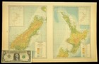 Vintage Map Of New Zealand Topographic Map Taupo Volcano Old Original Wellington