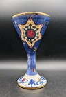 Vtg L  laurie  Gates Art Pottery Blue Gilded Ceramic Kiddush Cup Goblet 2000